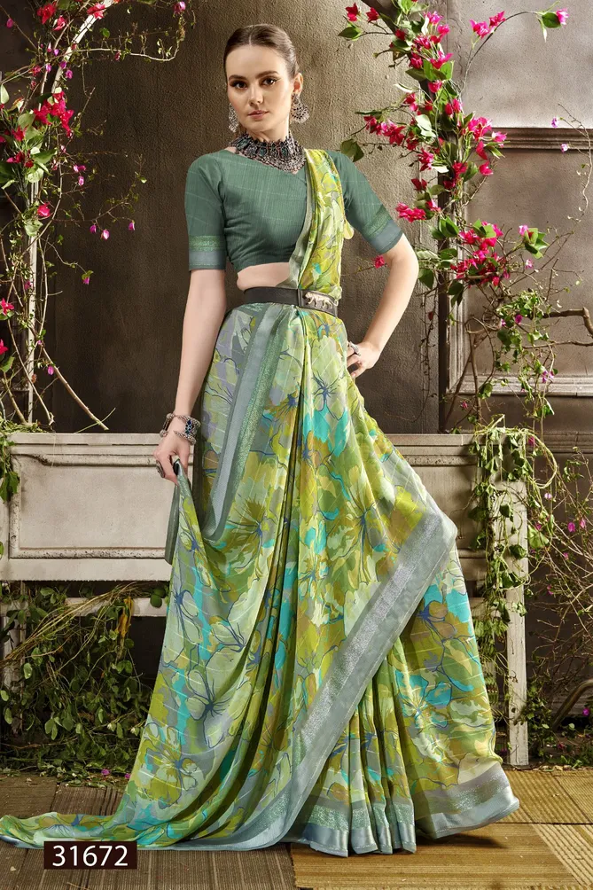 Brinda Vol 11 By Vallabhi Chiffon Printed Sarees Suppliers In India